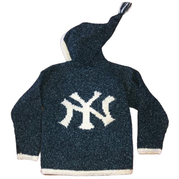 Casa De La Lana Handknit Sweater Jacket NY on it size large - Picture 2 of 12